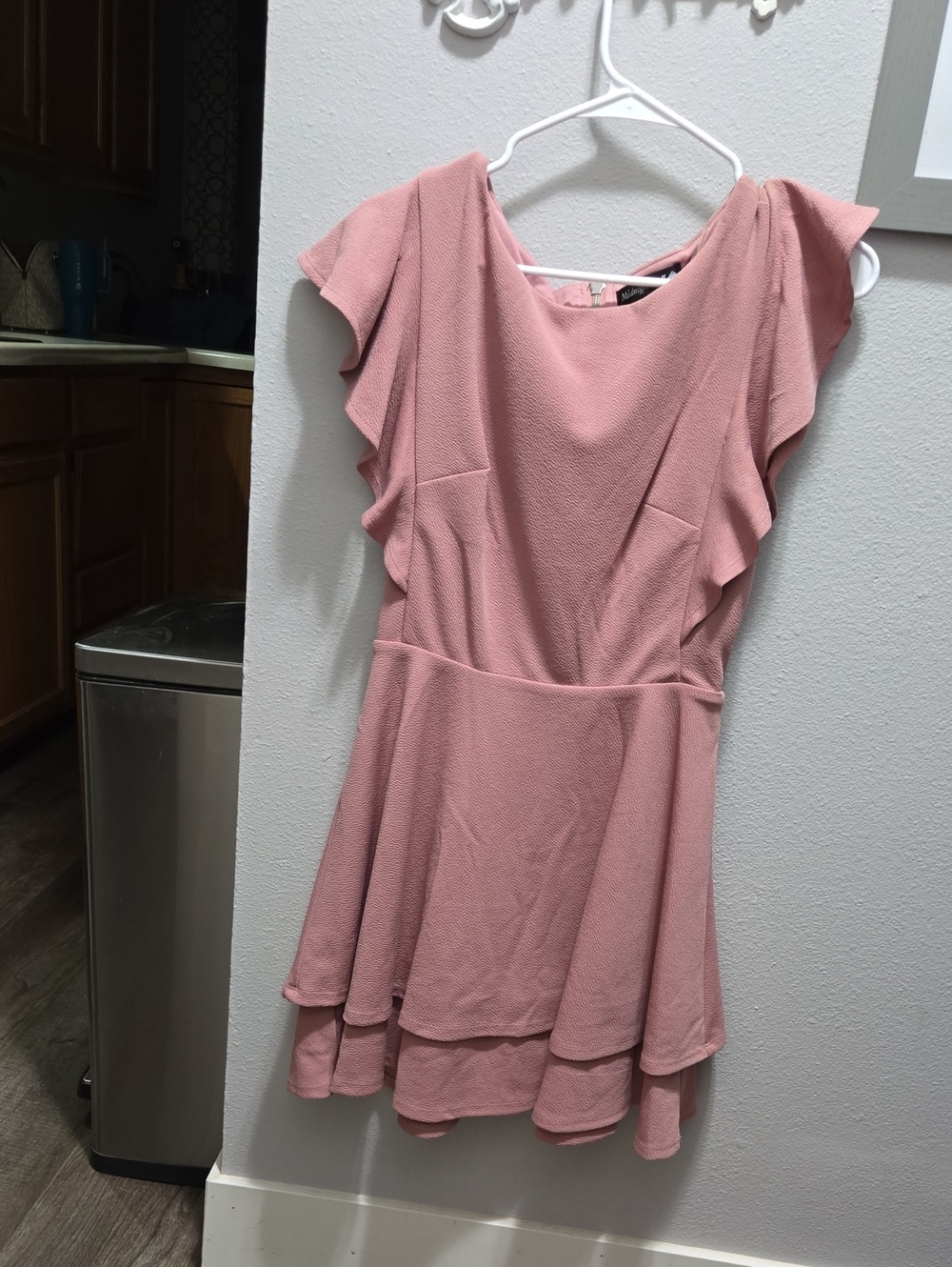 Flutter Sleeve Blush Pink Mini Dress